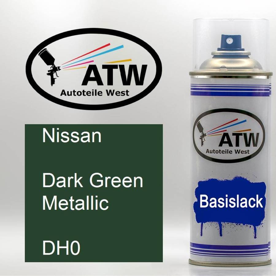 Nissan, Dark Green Metallic, DH0: 400ml Sprühdose, von ATW Autoteile West.
